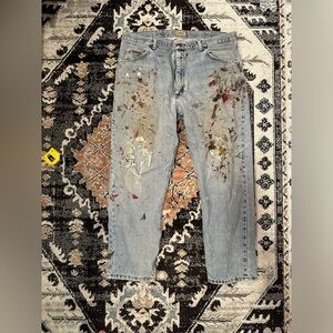 Vintage VTG destroyed painted denim jeans